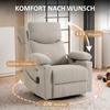 Electric Recliner with Swivel and Rocking Function, Massage & Heat, 3D Armrests, USB-C/USB Ports, Light Gray