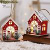 Christmas Cabin Ornament Glowing Wooden House Pendant LED Log Cabin Xmas Decoration for Christmas Party Home Desktop Tree Decor