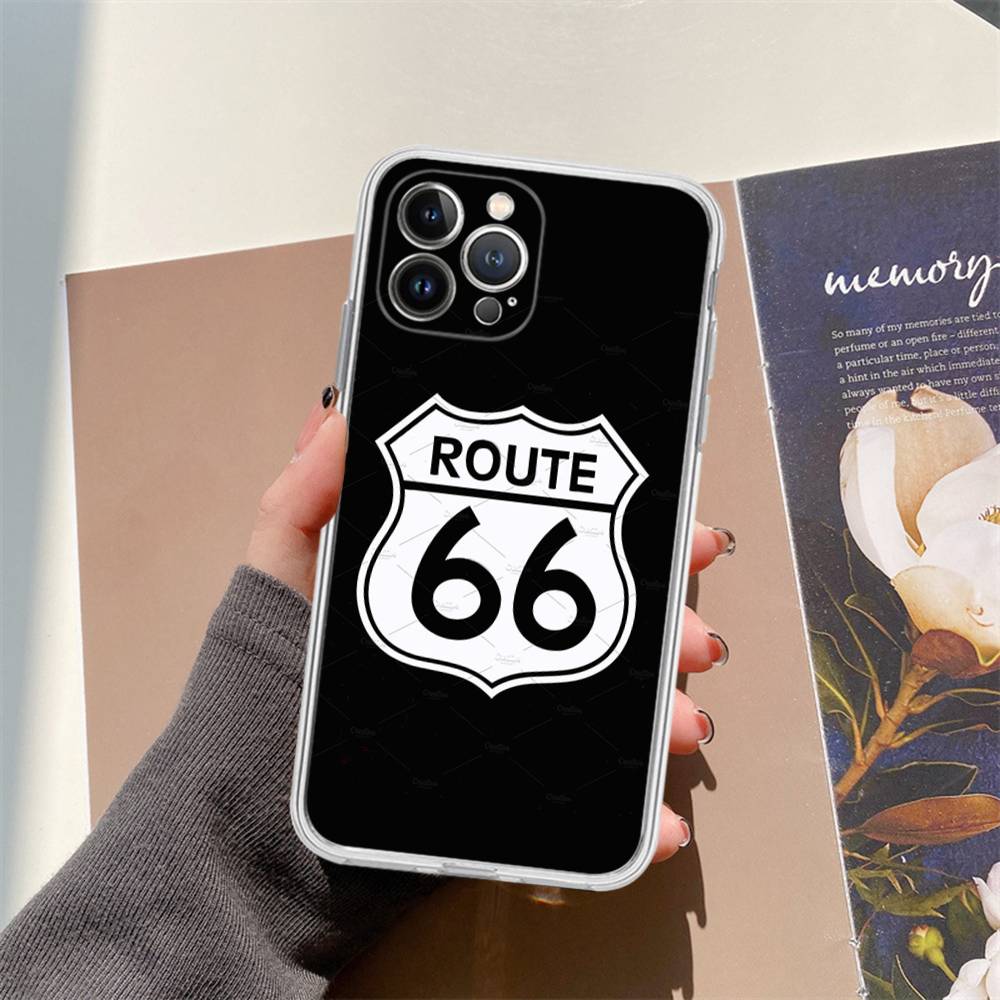 Чехол America Route 66 из ТПУ и силикона для IPhone 11 12 13 14 15 16 17 Pro Max Ударопрочный Прозрачная задняя крышка