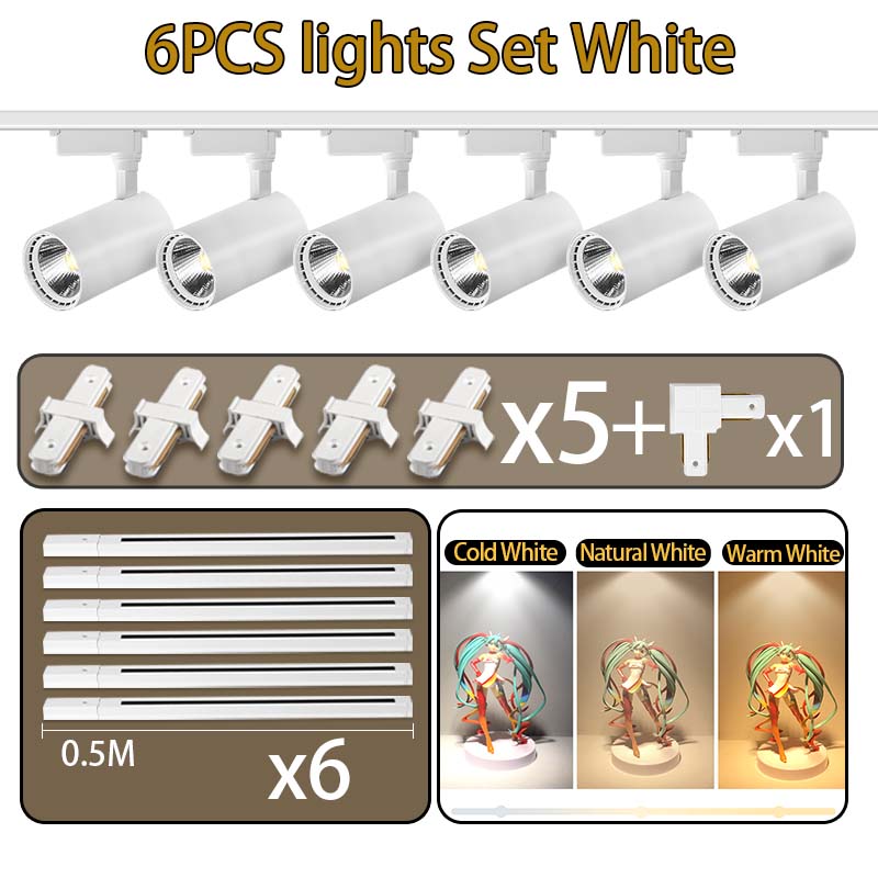 LED Track Light 220V Fixture Led Track Lamp Set Spot Lighting Fixture COB Spotlight Rail 12/20/30/40W For Store Kitchen Indoor