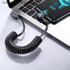 1 шт. 90-градусный угловой USB C на Type C кабель для быстрой зарядки 6A Короткий пружинный кабель данных для телефона Xiaomi Провод автомобильного зарядного устройства