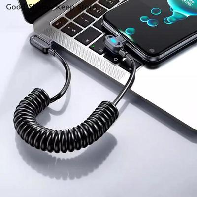1 шт. 90-градусный угловой USB C на Type C кабель для быстрой зарядки 6A Короткий пружинный кабель данных для телефона Xiaomi Провод автомобильного зарядного устройства