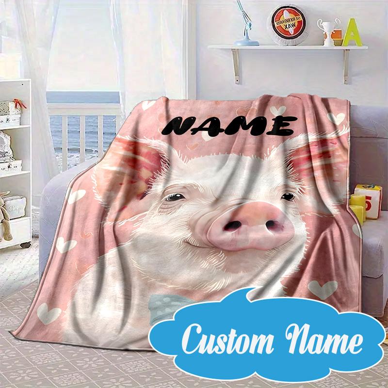 Custom Name Pig Bubbles Blanket bed sofa Blanket Flannel Blanket for Camping, Hiking, Picnic Essentials,gift for Fan family