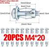 20/40PCS Jack Nuts Screw Petal Screw Anchors Expansion Plugs for Curtain Expansion Clamp Rivet Lock Bolt Jack Nut Bolt Fasteners