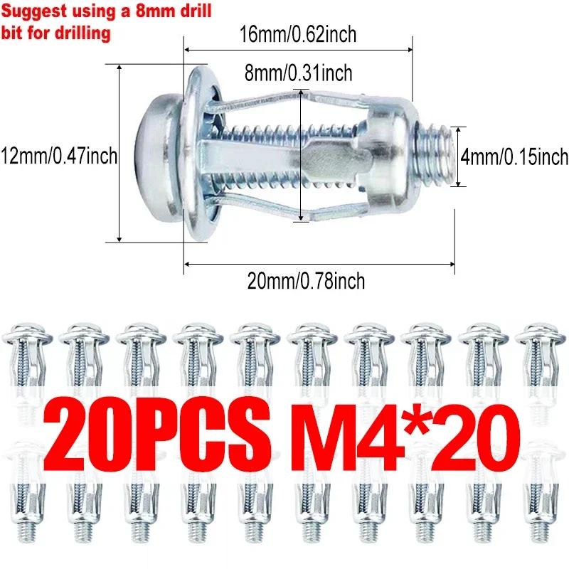 20/40PCS Jack Nuts Screw Petal Screw Anchors Expansion Plugs for Curtain Expansion Clamp Rivet Lock Bolt Jack Nut Bolt Fasteners