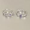 Purple Crystal Irregular Heart Ring for Women Korean Fashion Luxury Zircon Open Adjustable Y2K Style Exquisite Jewelry Accessory