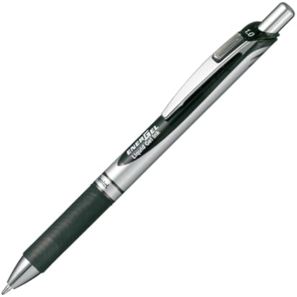Pentel Шариковая ручка Гелевые чернила Гелевая Нажимной механизм 1,0 мм Серебристый корпус BL80-A Черный