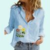 Женская модная рубашка с цветочным принтом, женская весенне-осенняя рубашка на пуговицах с длинными рукавами, женские льняные блузки с длинными рукавами
