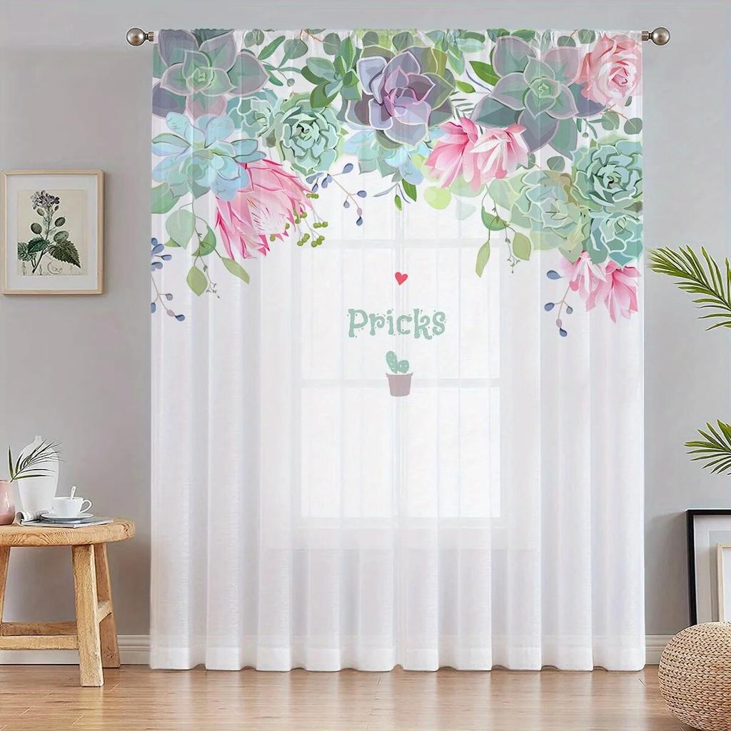 Шторы с ботаническим узором, вуаль с узором розы, занавески для гостиной, спальни, офиса, мягкие шторы