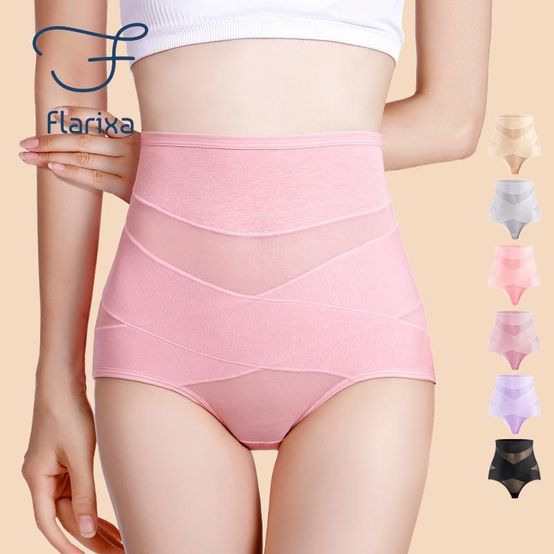 Flarixa Нижнее белье с высокой талией для контроля живота, женские послеродовые трусы, трусы из чистого хлопка, поднимающие бедра, женское нижнее белье