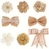 8pcs Jute Burlap Flowers For Crafts, Natural Handmade Rustic Burlap Flowers Bow Set.