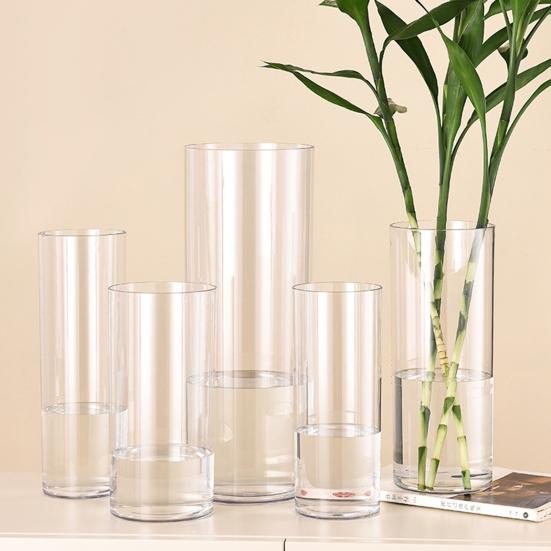 Прозрачная цилиндрическая ваза для цветов, свадебная вечеринка, обеденный стол, центральный элемент, гидропонный держатель для цветов, прозрачный
