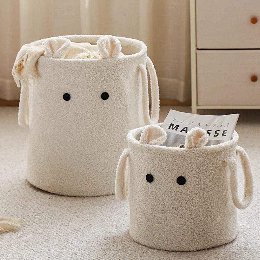 Cute Cartoon Folding Basket Large Capacity Plush Storage Basket Dirty Clothes Basket  Living Room