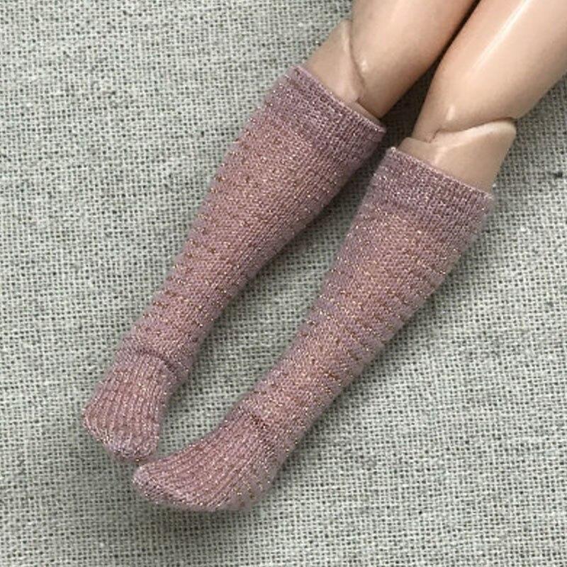 8 пар/лот кукольные носки, кукольные аксессуары, блестящие полосатые чулки для кукол Блайз, блестящие средние носки-трубы для куклы Барби 1:6