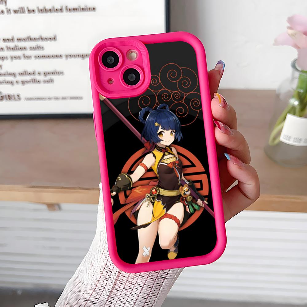 Game GI Xiangling Thicken TPU Mobile Phone Case for iPhone 17 16 15 14 13 12 11 Air Pro Max Plus Colorful Cover