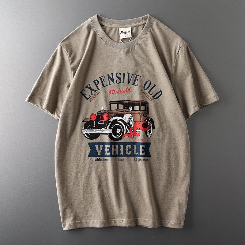 Export Original Tail Single Cut Label Amekaji American T-Shirt Men's Short Sleeve Fashion Brand All-Matching Export Men's Clothing Men Tops