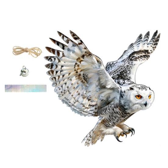Подвесная Поддельная Сова 2D Плоский Чучело Совы со Светоотражающей Лентой Украшение Орла с Колокольчиком для Отпугивания Голубей