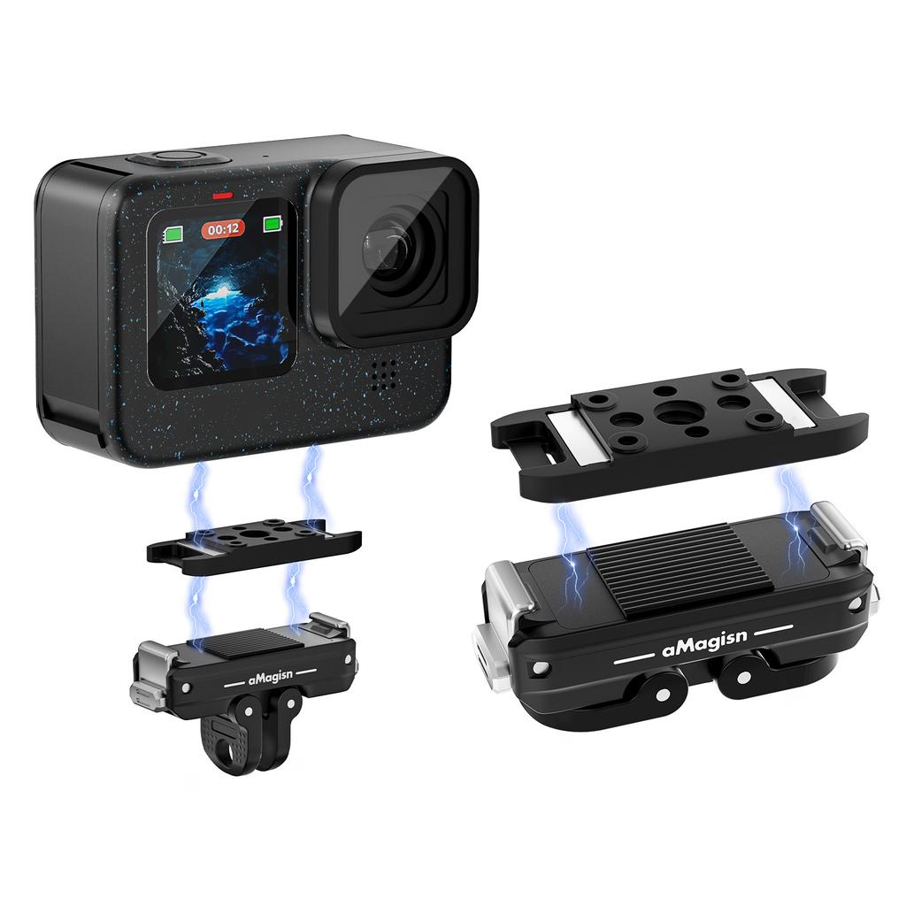 Магнитный адаптер-крепление с быстрым отсоединением AMAGISN для GoPro Hero 12/11/10/9/8/11 Mini/Max из алюминиевого сплава, аксессуар для экшн-камеры
