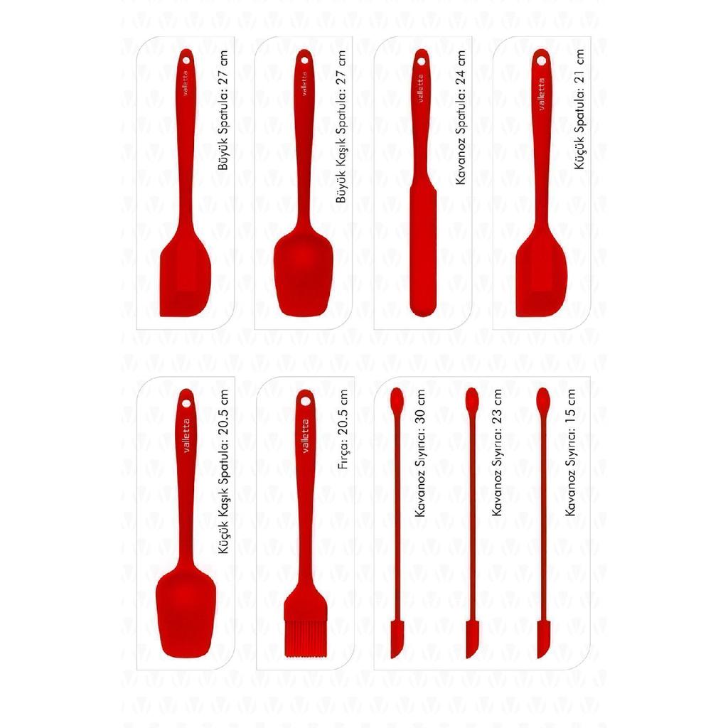 Drongo Jar Scraper Silicone Spatula Set 9 Pieces Black