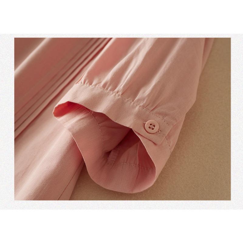 Летняя рубашка Stand Up Organ с плиссировкой и акцентами из белого художественного хлопкового льна с рукавами пять четвертей, блузки и рубашки