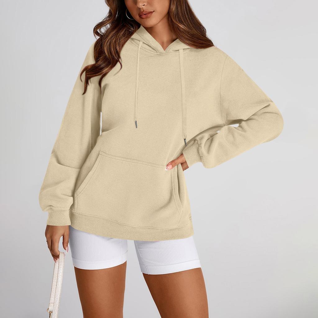 Женский свободный свитшот с круглым вырезом и длинными рукавами, повседневный свободный крой на шнурке