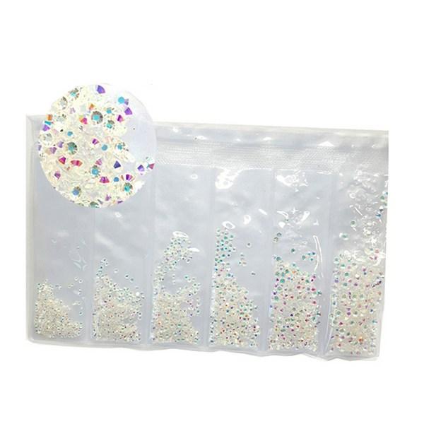 Non-hot Fix Nail Art Stone 6-piece Set, Transparent Crystal AB, 1 Set