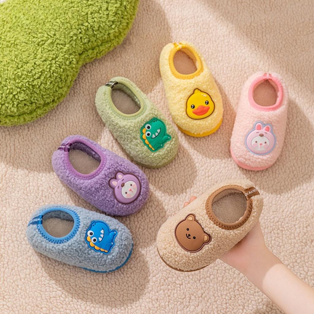 Детские хлопковые туфли, Милые зимние домашние тапочки для мальчиков и девочек, Детская детская мягкая подошва, Нескользящие и теплые плюшевые хлопковые туфли