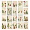20 Sheets Christmas Postcard Vintage Xmas Tree Cat Gingerbread Man Snowman Reindeer Greeting Card for Winter Party Supplies