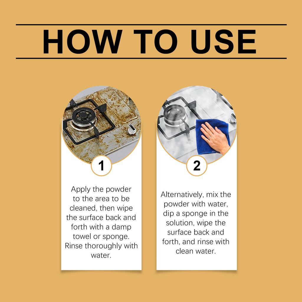 Oil Stain Cleaning Powder - Instant - Dissolving Powder for Kitchen Oil Stain Cleaning, Easy To Rinse, Household Product.