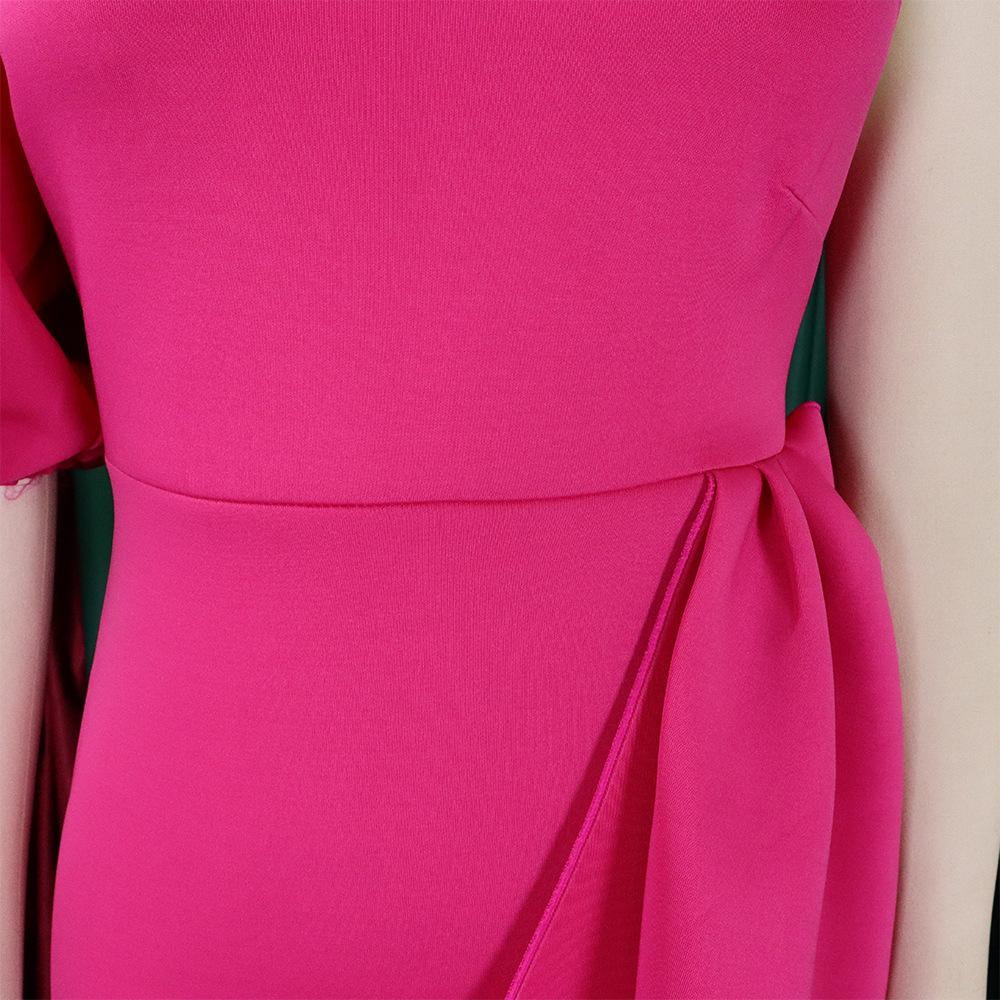 YYFS Женская мода лето весна однотонный принт короткий рукав косой воротник высокая талия повседневные платья