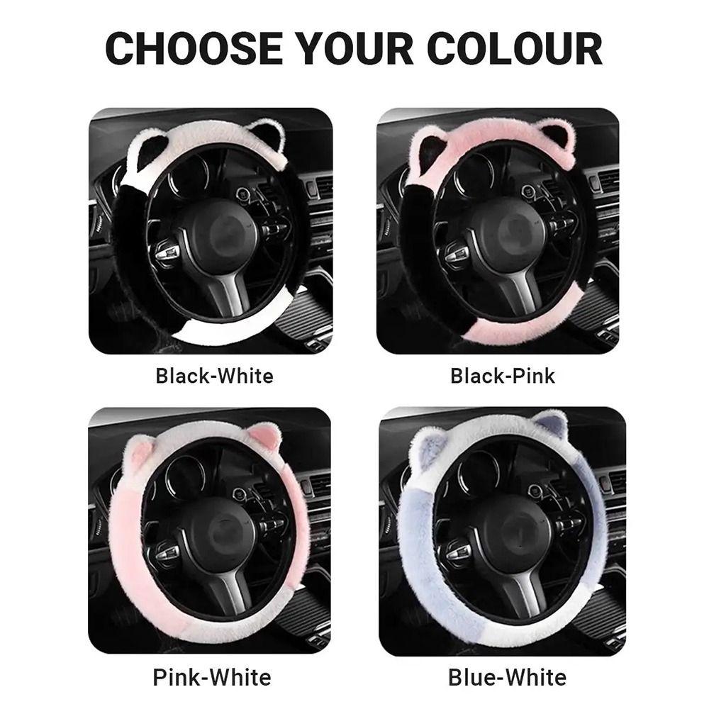 Soft Steering Wheel Cover Cute Cat Ears Steering Wheel Cover Plush Steering Cover for Car Steering
