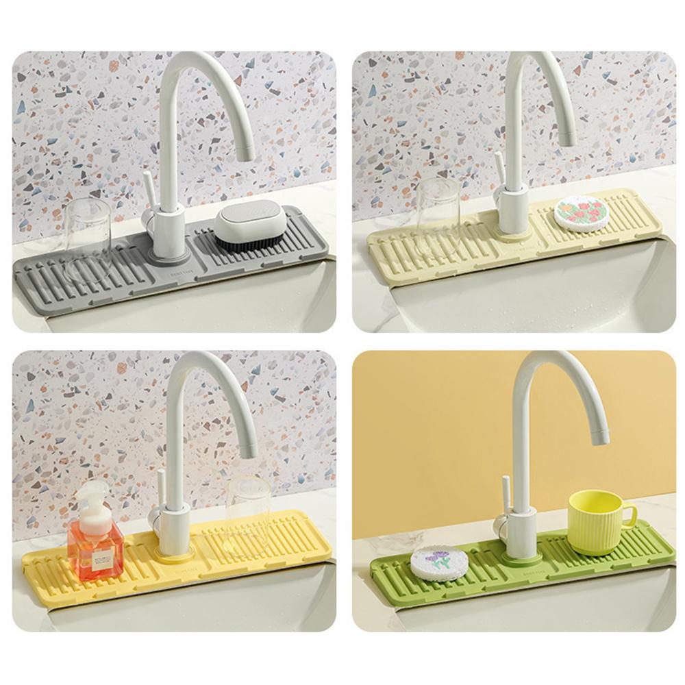 1 Silicone Faucet Drain Mat, Simple Solid Color Square Sink Anti-Splash Mat, For Kitchen, Bathroom Multi-Functional Drain Mat