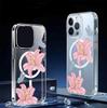 Два Цветка Магнитный Прозрачный Чехол для iPhone 14/15/16/17 Pro Max с Полным Покрытием