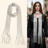 Thin Long Tassel Scarf Vintage Thin Scarf Decoration Neckerchief Trendy Neckwear Scarf