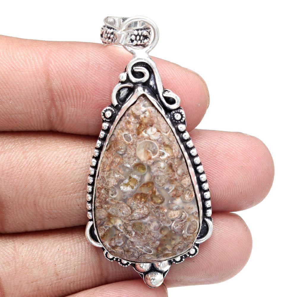 Pendant Turtella Jasper Gemstone Handmade Mother's Day Silver Jewelry 2.5"
