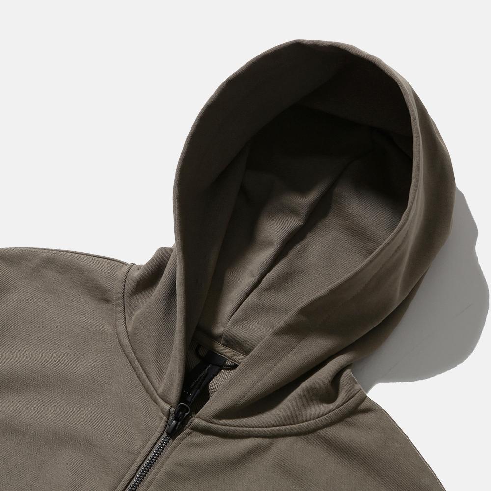 Moif [Aw25] Свободная толстовка на молнии с капюшоном / Оливковый