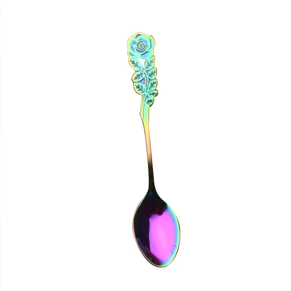 Симпатичная ложка с розой из нержавеющей стали, западная еда, десерт, суп, кофейный напиток, ложка