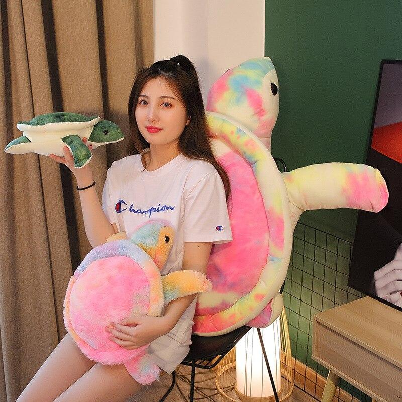 Огромные Цветные Плюшевые Игрушки-Черепахи 80 см Очаровательная Плюшевая Подушка-Черепаха Мягкая Набитая Подушка Для Девочек Малышей Подарок На День Святого Валентина