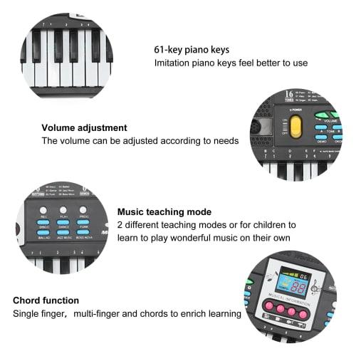 61-Key Electronic Piano, Electronic Keyboard, Guitar, Convenient, Adjustable, Sound Effects Control, Recording Function, Multi-Function
