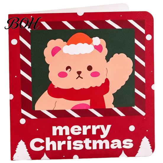 Foldable Greeting Cards 10Pcs Merry Christmas Set, Folding Cartoon Blank Festive Blessing Note Cards, for Holiday Gift