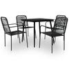 Day and Night - Day and Night Garden Dining Set 5 Pieces Cotton Rope and Black Steel