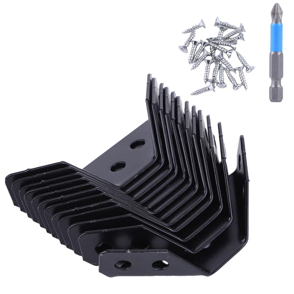 12 PCS Universal Furniture Corner Connectors Stainless Steel Corner Brace for Wood Furniture Drawer Cabinet Table and Chair