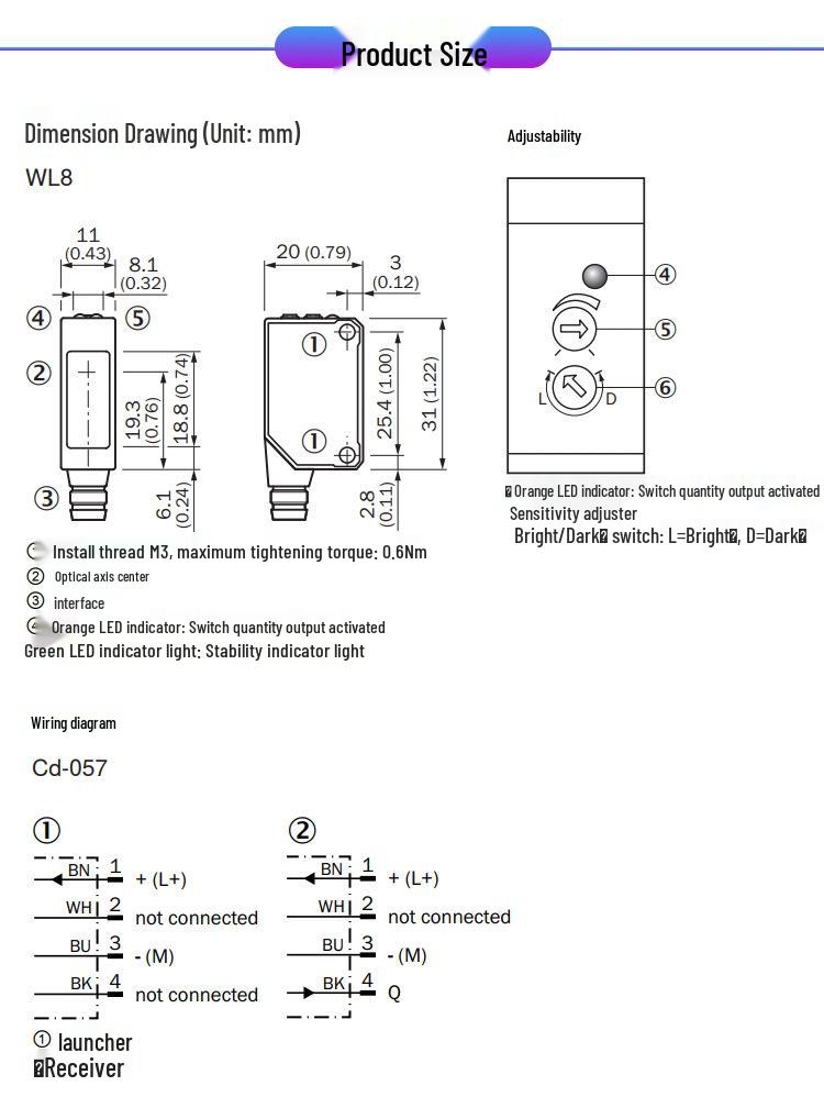 Новый Оригинальный Фотоэлектрический Датчик На Проход WSE8-P2231 (WE8-P2231+WS8-D2230)