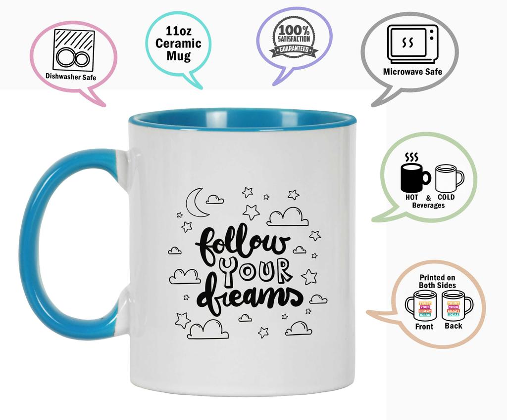 Inkdotpot 11 унций керамическая кофейная кружка Следуй за своими мечтами Вдохновляющие поощрения Мотивирующие цитаты Подарок для сотрудников, начальников, коллег