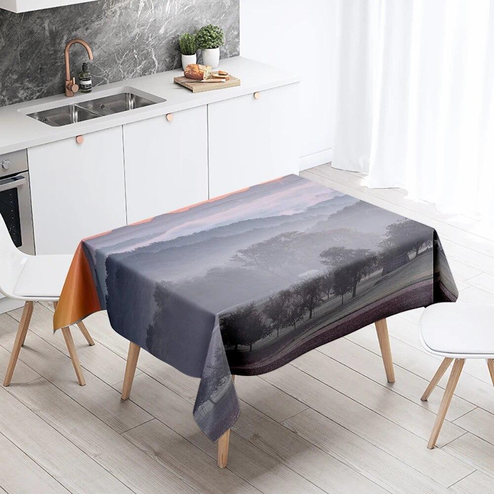 Sunset Tablecloth Natural World Landscape Stain Resistant Waterproof Rectangular Kitchen Table Home Decor