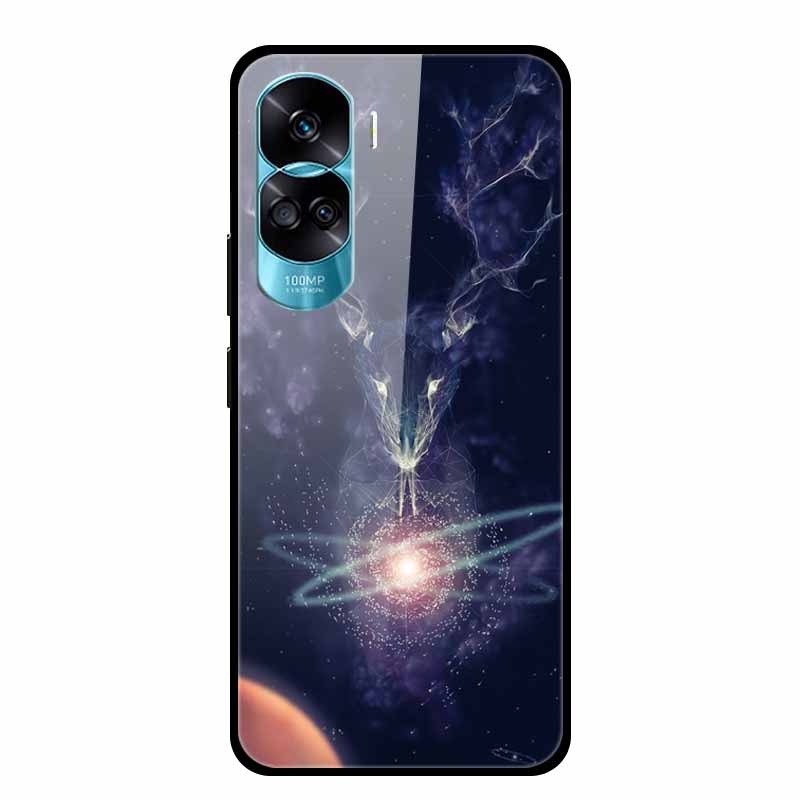 Чехол для Honor 90 Lite 5G 90Pro Закаленное Стекло Жесткая Задняя Крышка для Huawei Honor 90 Pro Мягкий Бампер Honor90 90Lite Fundas Роскошный