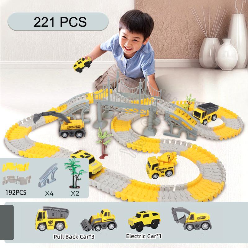 333pcs DIY Educational Toys Mini Car and Train Track Sets Children's Railway  Racing Vehicle Models Flexible Track Game Brain