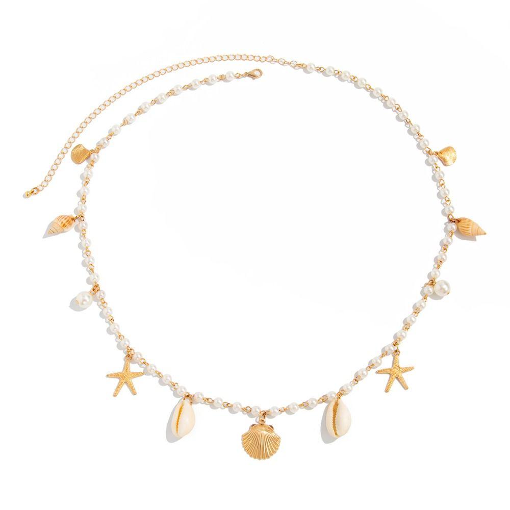 Conch Pearl Waist Chain Gold Color Bohemian Body Chain Creative Beads Belly Chain Dress Decoration