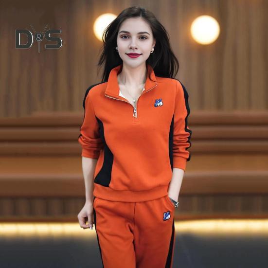 2 шт./компл. комплект женской спортивной одежды с длинными рукавами, соответствующие цветам, толстовка с воротником-стойкой и эластичной резинкой на талии, широкие брюки, спортивная одежда, повседневная одежда