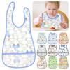 Водонепроницаемые детские слюнявчики с мультяшным рисунком, дизайн с большим карманом, детский фартук, детские слюнявчики из ЭВА для девочек и мальчиков